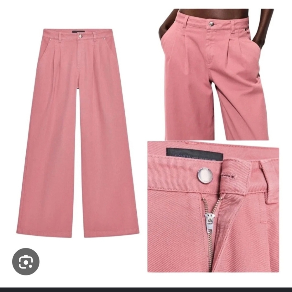 Zara Straight-Leg Corduroy Pants in Dusty Rose